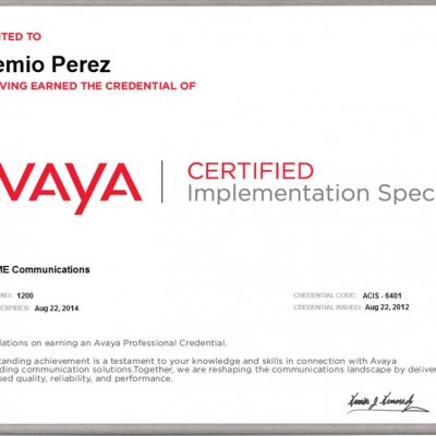 Avaya Certified Implementation Specialist
